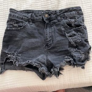 Black denim shorts